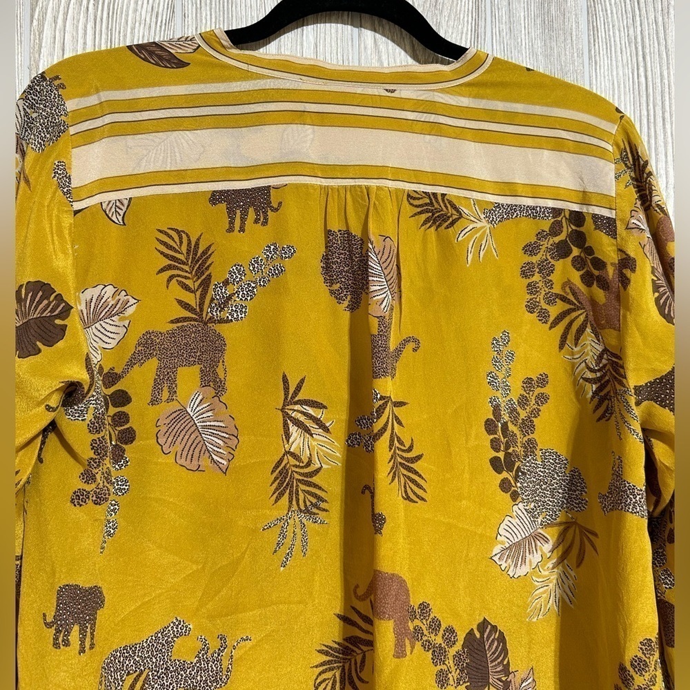 Johnny Was 100% Silk Taly Safari Printed Tunic Blouse Top High Low Hem SZ Small - Picture 8 of 13